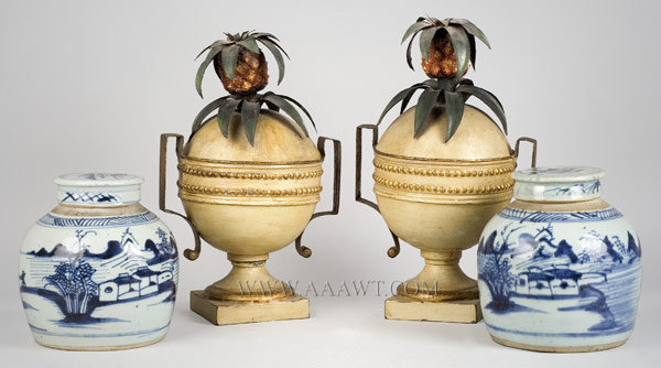 Canton Jars, Tole Chestnut Urns, group view